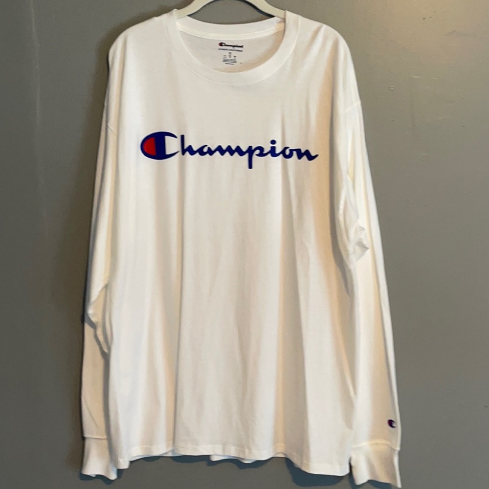 AUTHENTIC CHAMPION WHITE LONG SLEEVE TEE SHIRT